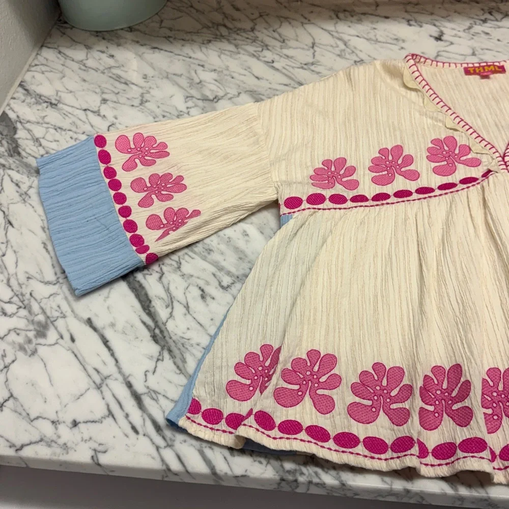 THML Cream Tunic with Pink and Blue Accent - Picture 2 of 6